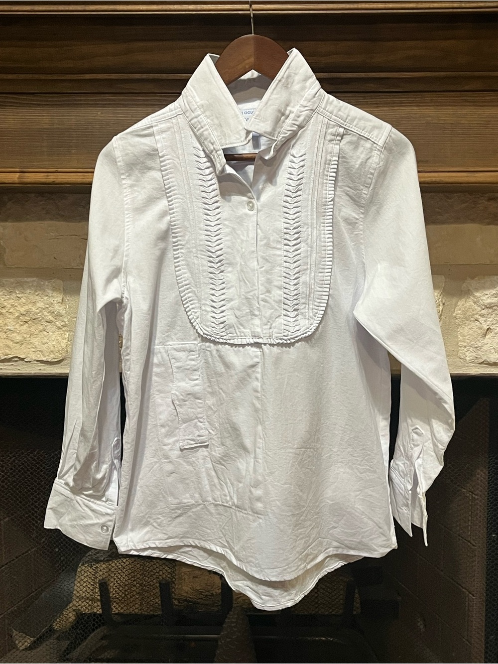 Mi Golondrina Cotton Popover Blouse Pintuck Pleat Bib Top Size S
